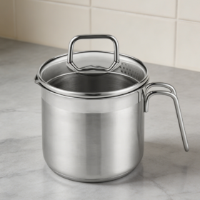 2.5Qt Stainless Steel Saucepan with Glass Lid